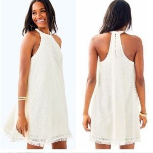 Lilly Pulitzer ivory halters burnouts velvet mini dress size XS